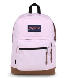 The Right Pack backpack is a long-time favorite, and for good reason. Featuring a suede leather bottom for extra durability, a side water bottle pocket, and an internal laptop sleeve. Something about the Right Pack just feels so...right. Pink Ice Jansport Backpack, Light Pink Jansport Backpacks, Pink Jansport Backpacks, Grey Jansport Backpack, Pink Jansport Backpack, Space Water Bottle, Jansport Backpacks, Jansport Right Pack, Backpack Jansport