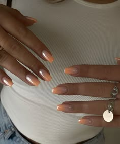 Short Ombre Nails Orange, Fall Color Ombre Nails, Nails Inspo Spring 2024, Ombré Orange Nails, Short Square Nails Design Ideas 2024, Summer Nails Designs 2024, Summer Nails Biab, Square Summer Nails 2024, Mallorca Nails