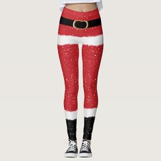 Modern Santa Mrs Claus Costume Cute Fun Christmas Leggings, Women's, Size: Medium, Pale Blue Gender: female. Age Group: adult. Mrs Claus Costume, Mrs Clause, Santa Sweater, Santa Costume, Gold Belt, Christmas Leggings, Cute Leggings, Mrs Claus, Fun Christmas