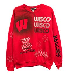 Creative Jawns X API The Label custom designed exclusive college collab sweatshirt Uw Madison Game Day Outfits, Patchwork Hoodies, College Merch, Patchwork Clothes, Uw Madison, High School Outfits, Xmas List, University Of Wisconsin, University Of Washington