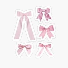 pink bows sticker set on white background