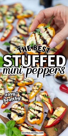 Vegetarian Stuffed Mini Pepper Appetizer! Easy Finger Food Party Snacks. Mini Peppers Appetizers, Appetizer Fine Dining, Roasted Goat Cheese, Peppers With Goat Cheese, Goat Cheese Recipes Appetizers, Finger Food Menu