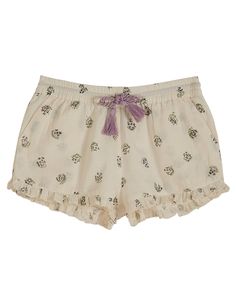 Shorts with frills, tied with a drawstring. They come from the Emile et Ida collection.

Colour: Multicoloured
Material: 100% Cotton Playful Drawstring Bottoms For Summer, Casual Bloomers With Elastic Waistband For Beach, Casual Beach Bloomers With Elastic Waistband, Casual White Short Bloomers, Casual Summer Bloomers For Loungewear, Casual Summer Bloomers For Playwear, Casual Short Bloomers For The Beach, Casual Ruffle Bottoms For Playwear, Spring Drawstring Shorts For Playwear