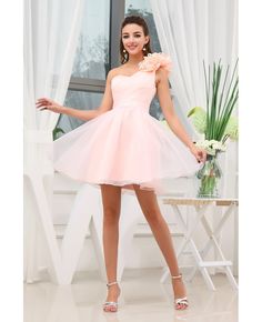 Shop best price a-line one-shoulder short organza homecoming dress with flowers online. Free Shipping and Custom-made. Pro since 2009. One Shoulder Mini Dress For Wedding And Prom Season, Pink Sleeveless One Shoulder Wedding Dress, One Shoulder Organza Prom Dress, One-shoulder Organza Prom Dress, One Shoulder Mini Dress For Spring Wedding, Spring One Shoulder Mini Dress For Wedding, One Shoulder Spring Wedding Mini Dress, Spring Wedding One Shoulder Mini Dress, Short Strapless Prom Dresses