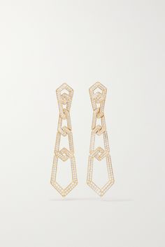 David Yurman's 'Carlyle' earrings are inspired by Art Deco architecture and "the bold elegance" of the Jazz Age. Expertly crafted from 18-karat gold, they have angular linked drops pavé-set with two rows of glistening diamonds. Formal Designer Diamond Earrings In Yellow Gold, Designer Yellow Gold Diamond Earrings For Formal Occasions, Formal Designer Yellow Gold Diamond Earrings, Luxury 14k Gold Diamond Earrings For Evening, Luxury 14k Gold Diamond Earrings, Luxury 14k Gold Earrings, Luxury 14k Gold Diamond Earrings With Elegant Design, Luxury Diamond Earrings With Elegant Design In 14k Gold, The Jazz Age