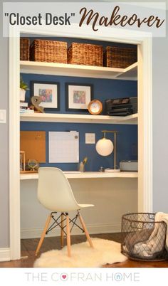 a white chair sitting in front of a desk