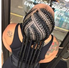 Two Thick Feed In Braids, 7 Feed In Braids, 6-8 Feed In Braids Cornrows, Large Feed In Braids, Feed In Braids 5-6, 6 Braids Hairstyles Black, Cornrow Ideas, 2000 Cornrows