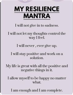 Resilience Mantra, Universe Spiritual, How To Build Resilience, Energy Universe, Thought Control, Life Encouragement, Mental Fitness, Build Resilience, Self Care Bullet Journal