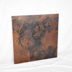 Profile view of Square Copper Tabletop - Dark Natural Finish with Hammered Texture Copper Coffee Table, Zinc Table, Copper Furniture, Copper Top Table, Copper Table, Outdoor Tables And Chairs, Dining Table Bases, Dark Copper, Square Table