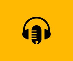 headphones and a microphone on a yellow background