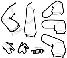 an outline drawing of clothing and accessories