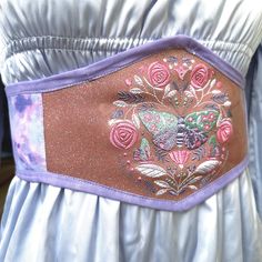 Made to order embroidered corset belt. Faux leather and Cotten. Fastens with grommets and ribbon in back. Can be made to any size. Fitted Corset Belt For Costume, Fitted Festival Corset With Belt, Amazing Closets, Pastel Butterflies, Corset Belt, Body Workout Plan, Funky Outfits, Halloween Shopping, Faux Leather