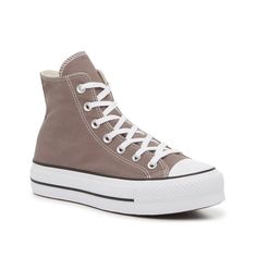 Converse-Chuck Taylor All Star High-Top Platform Sneaker - Women's Casual looks get a trendy update with the Chuck Taylor All Star platform sneaker from Converse. This high-top features a netural hue for a match-with-anything look. Complete with contrasting black stripes along the flatform midsole to complement any outfit. All Star Platform, Platform Sneaker, Chuck Taylors High Top, Converse Chuck Taylor All Star, Chuck Taylor All Star, Converse Chuck, Women's Casual, Chuck Taylor, Black Stripes