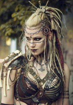 Viking Dreads, Fete Emo, Wasteland Warrior, Halloweenský Makeup, Apocalyptic Fashion, Viking Hair, Smink Inspiration