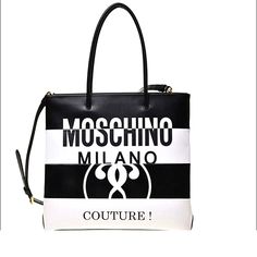 This Stunning Authentic Moschino Luxurious Calfskin Leather Milano Couture Tote Is Pure Classic Luxury Straight From The Runway.. Includes Crossbody Strap Comes With Moschino Shopping Bag As Well As The Moschino Dustbag Tags Still Attached. White Tote Bag For Business, Luxury Logo Satchel For Shopping, White Business Tote Bag, Designer Shoulder Bag With Logo For Shopping, Chic Satchel With Logo For Daily Use, Designer Shopping Bags With Zipper Closure, Chic Daily-use Satchel With Logo, Chic Daily Use Satchel With Logo, Luxury White Business Bags