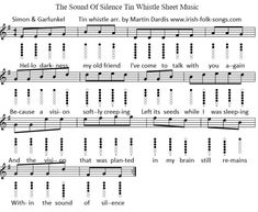 sheet music for the sound of silence and other things that are in this song,