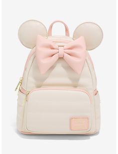 Loungefly Disney Minnie Mouse Pink Tonal Puff Mini Backpack - BoxLunch Exclusive | BoxLunch Minnie Mouse Loungefly Backpack, Disney Bags Backpacks, Holiday Handbag, Minnie Mouse Backpack, Disney Minnie Mouse Ears, Cute Mini Backpacks, Disney Bags, Minnie Mouse Pink, Loungefly Bag