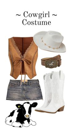 Costume Western Cowgirl Costume Halloween, Western Themed Party Outfit, Cowboys Outfits For Women, Cowgirls Halloween Costumes, Diy Cowgirl Outfit, Hot Cowgirl Costume, Cowgirl Birthday Party Outfit, Cowgirls Costume, Cowgirl Costume Aesthetic