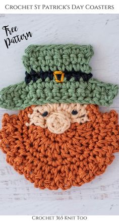 crochet st patrick's day coasters are featured in this free pattern