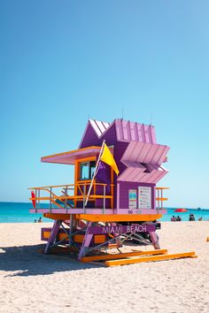 Miami Beach Lifeguard Tower Miami Lifeguard Tower, Miami Beach Lifeguard Tower, Colorful Beach Aesthetic, Miami Astethic, Miami Beach Wallpaper, Miami Beach Aesthetic, Lifeguard House, Spring Break Miami, Miami Beach Pictures