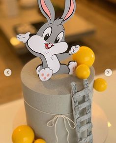 a cake with an image of a rabbit on top