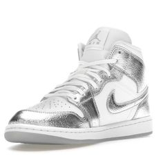 Women’s 11.5/Mens 10 Style Fn5031-100 Colorway White/Wolf Grey/Metallic Silver Retail Price $135 Release Date 03/20/2024 Modern Metallic Round Toe Sneakers, Metallic Silver Leather Sneakers With Round Toe, Modern Metallic Silver Sneakers With Round Toe, Modern Silver High-top Custom Sneakers, Modern Metallic Silver Round Toe Sneakers, Silver Jordans, Jordan 1 Low Grey, Silver Metallic Shoes, Rubi Rose