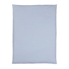 a blue and white checkered pillow on a white background