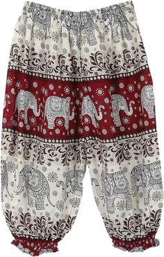 Elephant Print Red Rust Color Harem style hippie pants for little ones out there. These casual boho festival pants are unisex, look great on boys as well as girls. You can pair it up with a t-shirt/top to get a relaxed look. They are great for lounging around and for use at homes, beaches and casual occasions. These are fun to wear, and the material is slightly sheer. but very comfortable. ; Material: 100% Rayon; Care: Hand wash cold water lay flat to dry.28 Length, 20-28 Elastic Waist Red Festival Pants With Elastic Waistband, Bohemian Red Harem Bottoms, White Bohemian Harem Pants For Vacation, Red Bohemian Harem Bottoms, Bohemian Red Bottoms For Vacation, Red Bohemian Bottoms For Vacation, Red Hippie Harem Pants For Festival, Red Hippie Pants For Festival, Red Hippie Style Pants For Festival