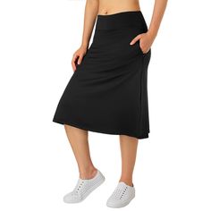 PRICES MAY VARY. Knee Length Skirts:25-26 inch skorts skirts provide more coverage and body gently,skirts still above the knee and keep skorts skirts a modest looking Soft and Quick Fabric: Using more delicate and soft fabrics to ensure women skorts comfort and light-wearing feelings Skirts with Inner Shorts:Knee length skirts with inner shorts which is no-see-through and no-ride-up while wearing this skorts skirts Extra Four Pockets:Two hidden zippered pockets keep things from falling out.Two p Skirts With Leggings, Swim Skirts, Wide Skirt, Exercise Running, Support Women, Swim Skirt, Women Midi, Pocket Leggings, Athletic Leggings