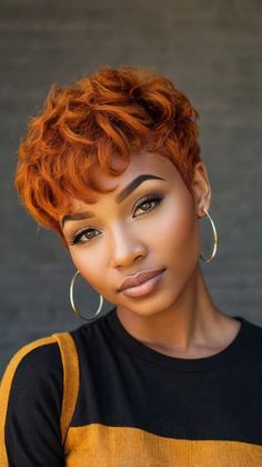 Amber Hair Color Black Women, Curly Hair Shaved Side, Hair Colors For Light Skin, Color On Black Women, Hair Color On Black Women, Paprika Hair Color, Amber Hair Colors, Colour Hairstyles, Amber Blonde