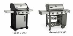 two different grills side by side on wheels