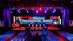 CNN Presidential Debate Broadcast Set Design Gallery Summit Stage, Interactive Gallery, Artistic Backgrounds, Homemade Face Paints, Youth Rooms, Tv Set Design, Zoom Background