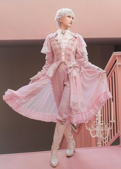 Feminine Prince Outfit, Pink Prince Outfit, Ouji Fashion Pink, Princecore Outfit, Pink Dnd Outfit, Prince Fashion Aesthetic, Fantasy Prince Outfit Design, Lolíta Aesthetic Outfit, Ouji Fashion Aesthetic