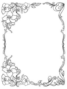 an ornate frame with flowers and vines on the edges, outlined in black ink by hand