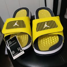 Brand New Jordan Hydro Iv. Size 9. Thank You Yellow Sporty Slides For Summer, Yellow Slip-on Slides With Removable Insole, Yellow Synthetic Slides With Cushioned Footbed, Yellow Synthetic Slip-on Slides, Yellow Synthetic Sneakers With Waffle Outsoles, Yellow Non-slip Synthetic Sneakers, Yellow Non-slip Slides With Round Toe, Yellow Non-slip Round Toe Slides, Yellow Non-slip Slides