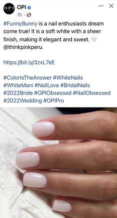 Gel Paint On Natural Nails, Gel Nail Neutral Colors, American White Dip Nails, Short Natural Nails Dip Powder, Pedicure Manicure Combo Ideas, White Gel Nails Short Square, Milky White Nails Opi Gel, Neutral Short Nails Natural, Milky Dip Nail Colors