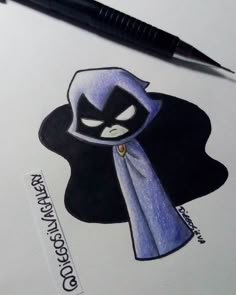 a drawing of a cartoon character wearing a cape