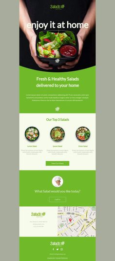 the website design for salads and healthy salads, which is designed to look like a