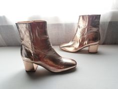 Measurements:  Height 18 cm / 7" Heel 6.5 cm / 2.5"  Sole inside 25 cm / 9.8" Gold Ankle Boots, Latvia, Boot Shoes Women, River Island, Or Rose, Womens Boots, Shoe Boots, Ankle Boots, Bathing Beauties