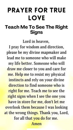 prayer for true love, teach me to see the right signs