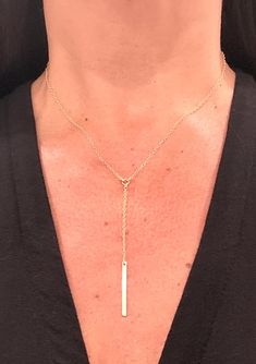 Handmade 14kt filled Lariat necklace. Made to order, approx. 11 1/2 inches long. Lariat Necklace, Beauty Book, Jewelry Necklaces, Accessory Gift, Display Homes, Necklaces, Electronic Accessories, Ships, Purses And Bags