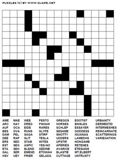 the crossword puzzle is shown in black and white