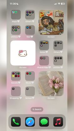 an iphone screen with various stickers and icons on the phone's sidebars