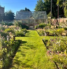 a garden with lots of flowers and plants in it