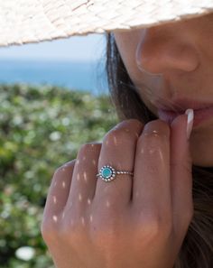 Rio Tavares Turquoise Ring ~ Sterling Silver 925~SMR023 - Maresia Jewelry Dainty Turquoise Ring, Simple Turquoise Jewelry, Tourqouis Jewelry, Silver And Turquoise Jewelry, Turquiose Rings, Turquoise Jewelry Rings, Teal Jewelry, Silver Smithing, Cowgirl Accessories