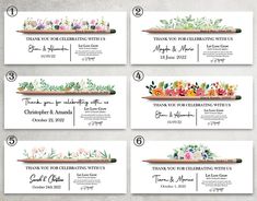 wedding thank cards with watercolor flowers on them