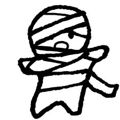 a black and white drawing of a person wrapped in a scarf