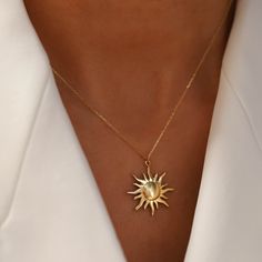 14K Solid Gold Star Sun Layered Charm Statement Necklace Friendship Pendant Chain Good Luck Sunshine Gift For Women Monsini Jewelry NoelGift ❤❤【Materials & Specifications】❤❤ - 14K Gold Charm Necklace -Gold Color Options Rose Gold, Yellow Gold, White Gold Pendant Width:2.00cm (0.78in) Pendant Length:2.00cm (0.78in) 💕💕【Available in 4 different chain lengths】 42 cm (16.5 in) 44 cm (17.3 in) 46 cm (18.1 in) 48 cm (18.8 in) ❤❤Good Vibes Only❤❤ Every day has something to celebrate. wear your nec Celestial Yellow Gold Charm Necklace With Clavicle Chain, Elegant Handmade Star-shaped Jewelry, Elegant Star-shaped Handmade Jewelry, Fine Jewelry Star Charm Pendant Necklace, Gold Star-shaped Jewelry, Star-shaped Chain Necklace As Gift, Star-shaped Chain Necklace For Gift, Elegant Chain Necklace With Star Charm, Yellow Gold Star Necklace With Adjustable Chain