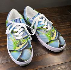 Women's Lace-up Canvas Shoes - Desert Jewel, Blue Agave Plant Artwork, Floral Art Shoe designed by me, Artist Cathy Dement, featuring my original pastel painting.  Picture 4 is a shot of the artwork itself! No closet is complete without a pair of sneakers. Step up your shoe game with these women's lace-up canvas shoes and rest assured that your outfit will be polished to perfection.  * 100% polyester canvas upper side * Ethylene-vinyl acetate (EVA) rubber outsole * Breathable lining * Padded col Blue Agave Plant, Plant Artwork, Blue Agave, Agave Plant, Agaves, Shoe Art, Womens Tie, Succulent Plant, Plant Design