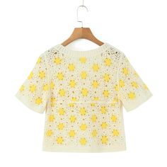 Women Clothing French Vacation Vintage Small Floral Short Sleeve Tup Cardigan Casual - Green,One Size Summer V-neck Cotton Cardigan, Chic Cotton Crew Neck Cardigan, Chic Crew Neck Cotton Cardigan, Chic Cotton Cardigan With Crew Neck, Casual Yellow Crew Neck Cardigan, Beige Short Sleeve Summer Sweater, Beige Short Sleeve Sweater For Summer, Spring Cotton V-neck Cardigan, Short Sleeve Cotton Sweater For Summer